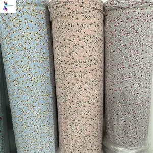 Ready Goods Stock Fabric 100% Polyester Floral Textiles Faille Printing Plain Crepe Printed Chiffon Fabric For Women Dress