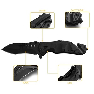 Couteau tactique de sauvetage pliable OEM EDC en aluminium noir, coupe-ceinture de sécurité, pour la survie en plein air, le camping et la chasse - Product Image 3