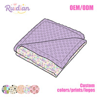 Ruidian – Vente en gros de boîtes mystères : Couverture bébé réversible à imprimé aléatoire, douce en Minky à pois pour nouveau-né et nourrisson