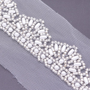 Đẹp Trung Quốc máy thêu Bridal ren <span class=keywords><strong>TRIM</strong></span> với Lưới Ngọc Trai và hạt có tính năng tuyệt đẹp ren đính - Product Image 3