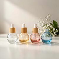 Flacons compte-gouttes en verre multicolores de 10 ml en forme d'ampoule, rechargeables, pour parfum, sérum, huile, avec bouchons compte-gouttes à collier en bambou