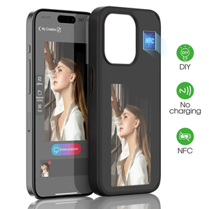 Funda de teléfono de proyección de tinta E NFC inteligente a prueba de golpes para iPhone 13 14 15 16 Pro Max cubierta de protección trasera de teléfono con patrón personalizado