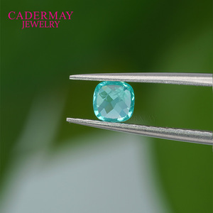 Cadermay Jewelry Synthetic Paraiba Garnet Cushion Cut Loose Stone For Jewelry Making Blue Gemstone - Product Image 2
