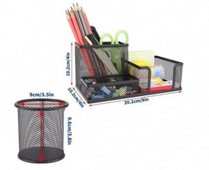 <b>Pen</b> Holder Pencil Holders <b>Pen</b> and Pencil Holder 2 Piece Mesh Stationery Organizer for Desk Pencil Cup <b>4</b> Compartments Welding - Product Image 2