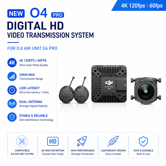 New O4 Air Unit O4 Air Unit Pro FPV Digital Video Transmission High Definition 4K 60fps/120fps for Dji Air Unit O4 Pro Camer