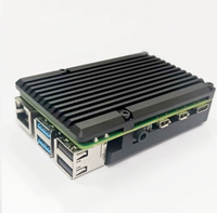 Casing Logam Raspberry Pi Generasi ke-4 4B, Sasis Paduan Aluminium dengan Heatsink Kipas Ganda Aluminium dan Pelindung
