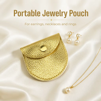 Pochette en similicuir PU, mini emballage portable pour bijoux, boucles d'oreilles, colliers, bagues, avec logo personnalisé, vente en gros