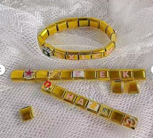 Ý Mô-đun Đồ Trang Sức Tự Làm Số Ý Charms Vòng Đeo Tay Vàng Chữ Modular Liên Kết Charms Thép Không Gỉ - Product Image 1
