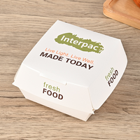 Boîtes à hamburgers en papier kraft Interpac, résistantes à la graisse, écologiques, avec logo personnalisé, fermeture magnétique, boîtes à emporter pour restaurants