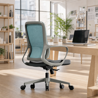 Chaise de bureau ergonomique moderne à dossier haut en maille, avec support lombaire, accoudoirs réglables, pivotante à 360 degrés, réglage de hauteur par vérin à gaz, chaise de travail informatique