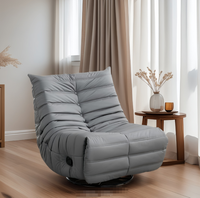 Fauteuil inclinable pivotant STG moderne en similicuir noir mat de luxe avec cadre métallique extensible pour salon