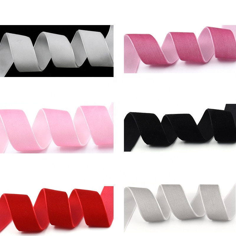 Factory hot sale high quality gift packaging mother's day velvet ribbon roll Wholesale custom luxury 2.5cm velvet ribbon wired