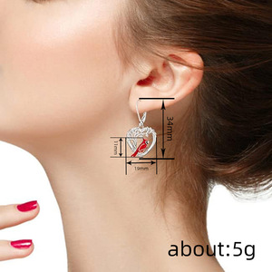 Orecchini pendenti a cuore smaltati con motivo corvo per donna, gioielli artistici in stile etnico alla moda - Product Image 4