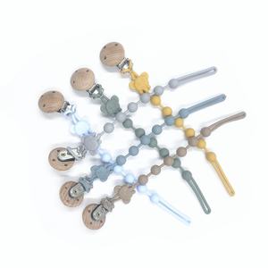 Nouveau Design bébé hêtre <span class=keywords><strong>attache</strong></span>-sucette pour apaiser bébé perles de silicone dessin animé éléphant sucette chaîne pour empêcher la chaîne jouet cadeau - Product Image 4