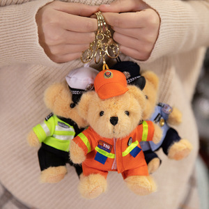 Oso de Peluche de Policía de Dibujos Animados, Muñeco de Peluche para Niños, Llavero de Peluche con Imagen de Oso <span class=keywords><strong>Bombero</strong></span> y Policía de Tráfico, Regalo Perfecto para Niños - Product Image 3