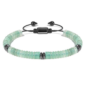 Pulsera Ajustable con Cuentas, Diseño Geométrico Unisex, Mezcla de Piedras Negras y Grises, Joyería de Regalo, Origen Yiwu AD1212 - Product Image 2
