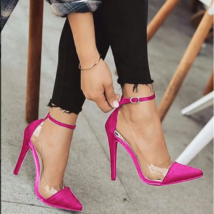 502-1 Sepatu DEleventh Grosir Sepatu Hak Tinggi Berkualitas untuk Wanita Sepatu Hak Transparan Elegan Sepatu Hak Bening untuk Wanita