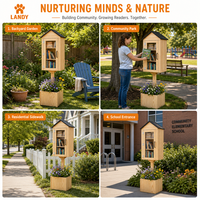 Bibliothèque publique en bois résistante aux intempéries avec base de jardinière intégrée pour le partage de livres raffiné dans les jardins de quartier