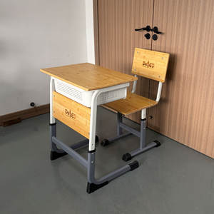 Ensemble chaise et bureau en bambou réglable en hauteur de type C, moderne, pour élèves du primaire, du <span class=keywords><strong>collège</strong></span> et du lycée, avec rabat avant durable - Product Image 4