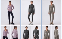 Logo Kustom Jaket Yoga Wanita Pakaian Olahraga Lari Bernapas Slim Fit Lengan Panjang dengan Lubang Ibu Jari Atasan Olahraga Kebugaran Gym SQ182