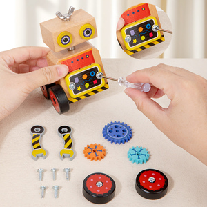 2024 3D <span class=keywords><strong>Robot</strong></span> voiture en bois style arrière engrenage assemblage <span class=keywords><strong>jeu</strong></span> Montessori bricolage cadeaux début jouets éducatifs pour enfants garçons filles - Product Image 5