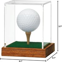Support de cube de support de souvenirs en acrylique transparent avec vitrine de balle de golf à base en bois avec base en gazon