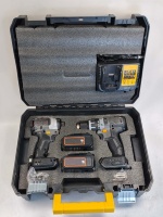 Combo de Herramientas Inalámbricas DW MCL con Batería de Iones de Litio, Atornillador de Impacto + Llave de Impacto, 2 Baterías, Cargador y Caja para Reparaciones en el Hogar