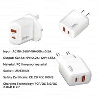 2025 nouveau chargeur d'alimentation mural EU US UK Type C 38W USB QC3.0 adaptateur de voyage PD 20W chargeur Type c pour iPhone 15 16 Pro Max Plus
