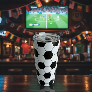 Hot Sale Football Pattern Stainless Steel Tumbler 20oz 600ml Insulated Reusable BPA Free for Sports Gift Promotion Use