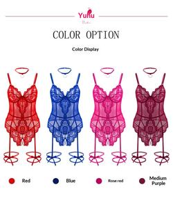 Сексуальное кружевное боди-комбинезон, комплект нижнего белья с открытым дизайном, разноцветный, на выбор, из полиэстера, прозрачное кружево, сексуальный комплект нижнего белья - Product Image 6