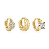 Mode 925 argent Sterling plaqué or Zircon brillant en gros bijoux feuille Zircon CZ pierre boucles d'oreilles ensembles pour les femmes