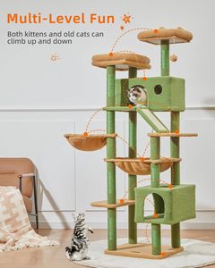 Giảm giá lớn! Cây cào móng mèo 71 inch dành cho mèo trưởng thành lớn, nhiều tầng, trong nhà, có trụ cào bằng sợi sisal - Product Image 3