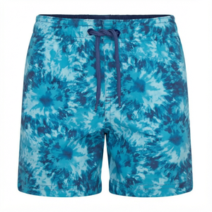 Trajes de Baño para Niños con Estampado Tie Dye Azul, Shorts de Playa para Niños, Shorts de Natación con Cordón para el Verano - Product Image 1