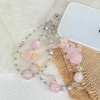Chaîne de suspension pour téléphone portable à motif floral mignon, support à perles pour coque de téléphone, cordon à perles pour sacs, cordon de suspension pour accessoires