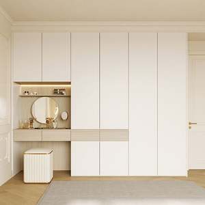 Santopova Contemporary <b>White</b> Wardrobe & Dressing Table Set, LED - Lit <b>Shelves</b>, Home Organizer - Product Image 2