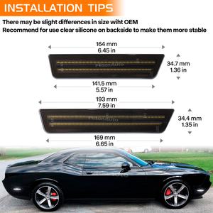 Feux de position latéraux à LED pour Dodge Challenger 08-14 Charger 11-14 Blanc Rouge Ambre Feux clignotants - Product Image 4