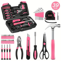 Kit d'outils domestiques de 39 pièces, ensemble d'outils portables, kit de réparation domestique, boîte d'outils de bricolage pour l'amélioration de la maison