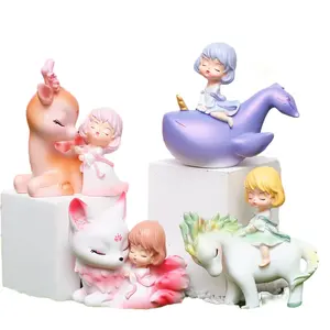 Oude Legendes Anime Meisje Blinde Doos Hars Eenhoorn Vos Eland Dier Serie Bakken Cake Decoratie Artefact Decoratie Stuk