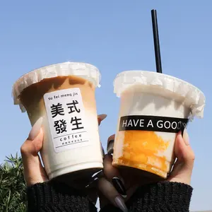 Cundao Guangdong Custom Logo Printed Disposable Recyclable Pet Milk Tea Cold Drink Plastic Cups For Dessert