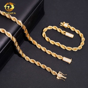 מחיר המפעל באיכות גבוהה ההיפ הופ moissanite סגר נירוסטה פלדה 6 מ "מ שרשרת חבל - Product Image 3