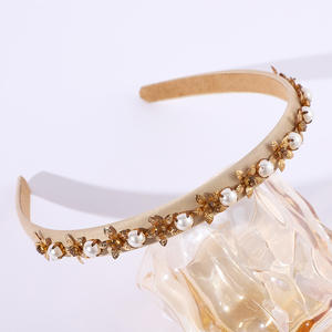 Европейский Американский Блестящий головной убор, модный инкрустированный бриллиантами жемчужный ободок, противоскользящая губка, аксессуары для волос - Product Image 2