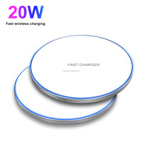 Chargeur sans fil 20W à charge rapide pour iPhone 17, 16, 15, Samsung S25, S24 Ultra – Support de bureau rond ultra-plat