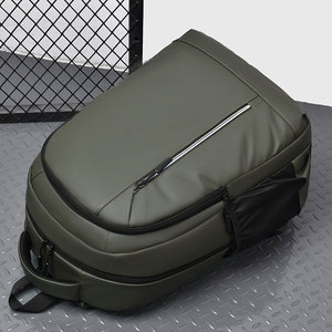 Custom Izable Black Laptop <b>Backpack</b> Usb Feature Waterproof Anti-theft <b>Leather</b> Like Business Style <b>Men</b> Tra - Product Image 3