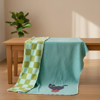 Couverture en tricot imprimée double face, couleur unie, luxe léger, pour canapé, bureau, sieste, châle de repos, printemps, vente en gros