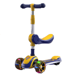 Scooters multifonctionnels pour bébés et enfants avec siège amovible, hauteur réglable, <span class=keywords><strong>trottinette</strong></span> pliable à 3 roues en PU. - Product Image 2