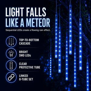 Luces <span class=keywords><strong>Solares</strong></span> de Lluvia de Meteoros, Juego de 8 Tubos LED con Efecto de Lluvia para Decoración de Árboles en Exteriores - Product Image 2
