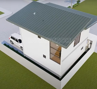 Maison préfabriquée de style industriel, villa modulaire élégante avec balcon, maison préfabriquée de luxe avec garage et balcon