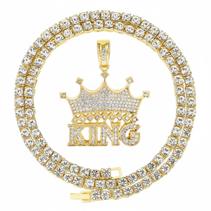 King BLING EMPIRE hombres Iced Out Hip Hop joyería plata y oro Moissanite diamante cadena colgante collar regalo - Product Image 1