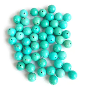 Perles rondes en pierre de Turquoise naturelle, pierres bleues pures, rondes, grosses, vente en gros