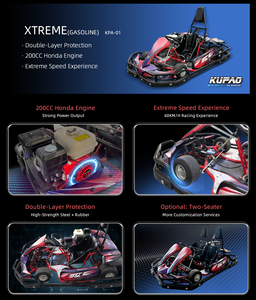 Kart à essence 4 temps haute performance 200 cm³ UE pour adultes et adolescents, style course, monoplace, 60 km/h, pour locations commerciales - Product Image 2